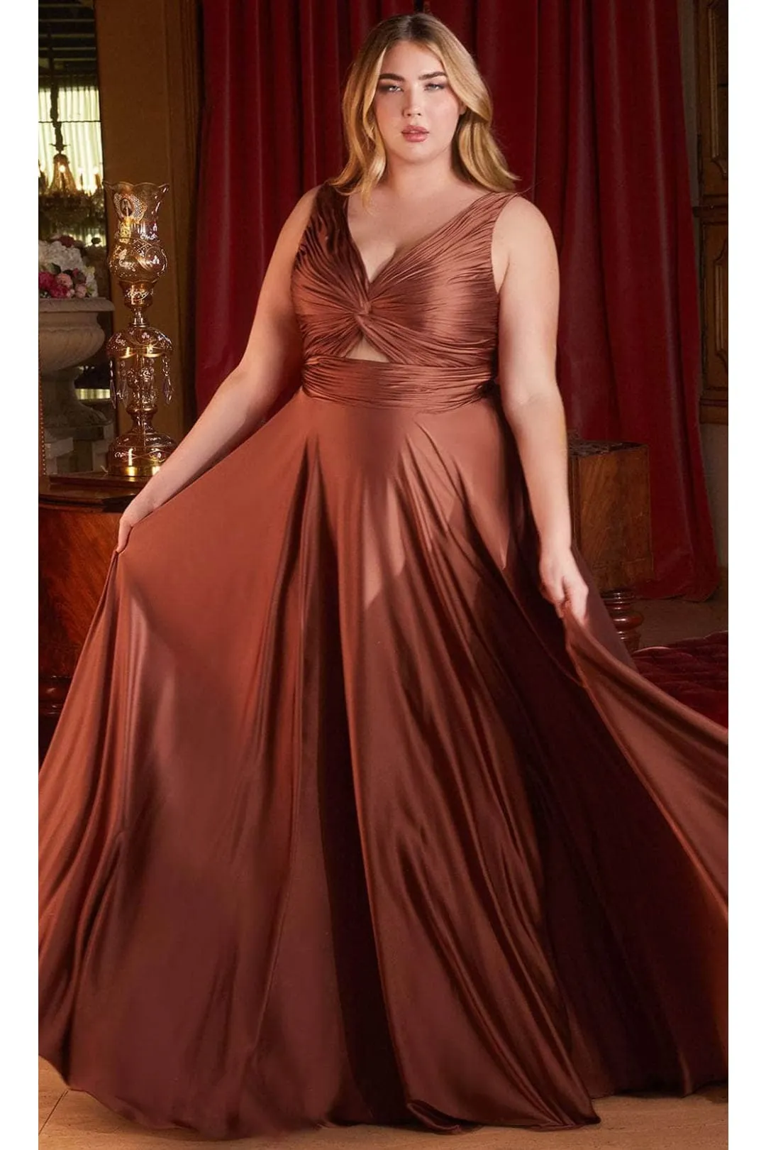 Ladivine Plus Size Prom Dress V-Neck Bridesmaids Evening Gown 7497C