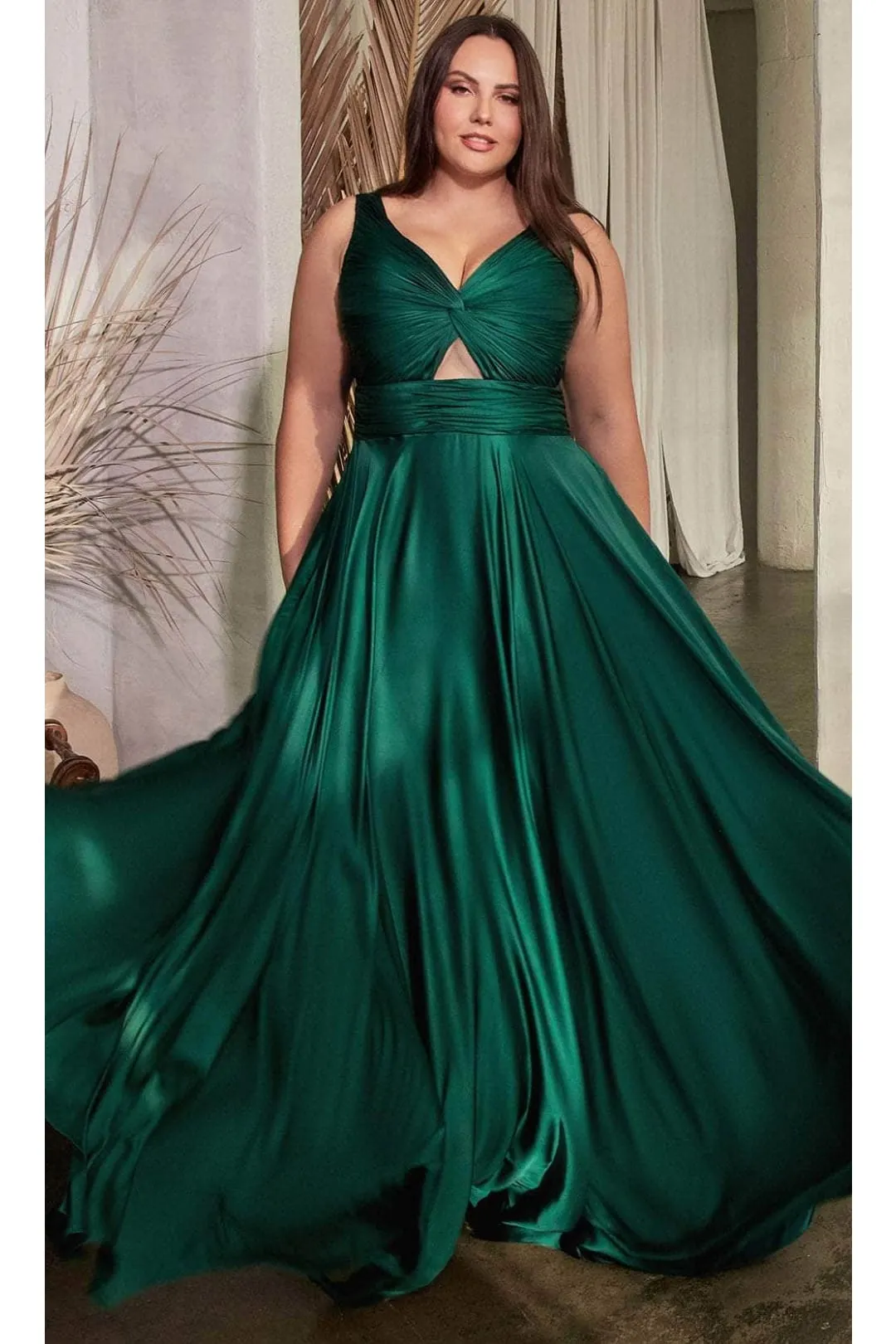 Ladivine Plus Size Prom Dress V-Neck Bridesmaids Evening Gown 7497C