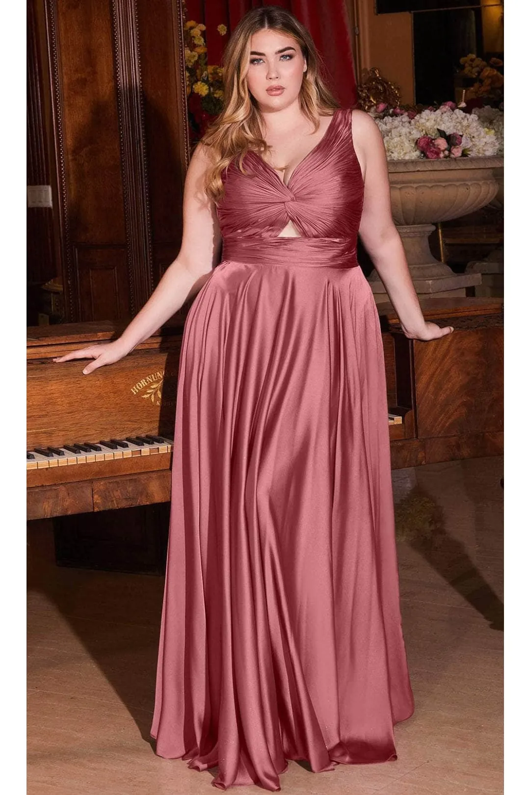 Ladivine Plus Size Prom Dress V-Neck Bridesmaids Evening Gown 7497C