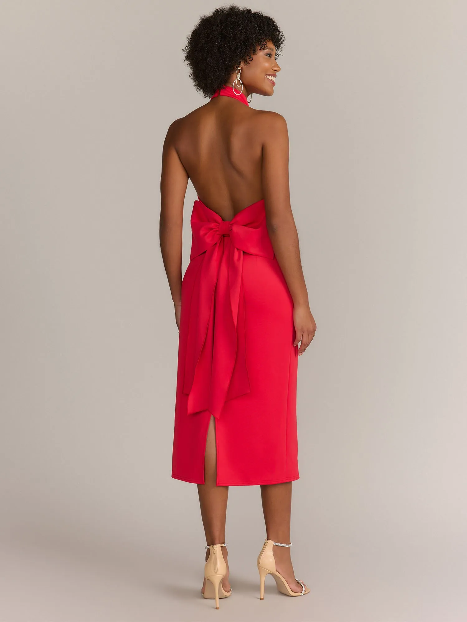 Lena Halter Neck Scuba Bow Dress - Brands We Love