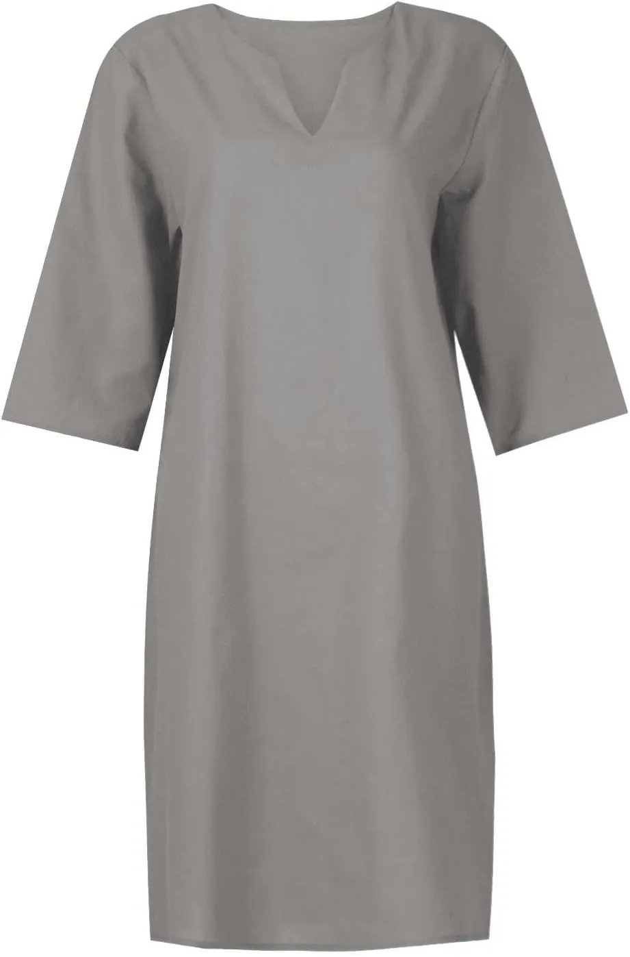 Linen Dresses for Women 2025 Summer Casual V Neck Half Sleeve Midi Dress Spring Vacaion Clothes