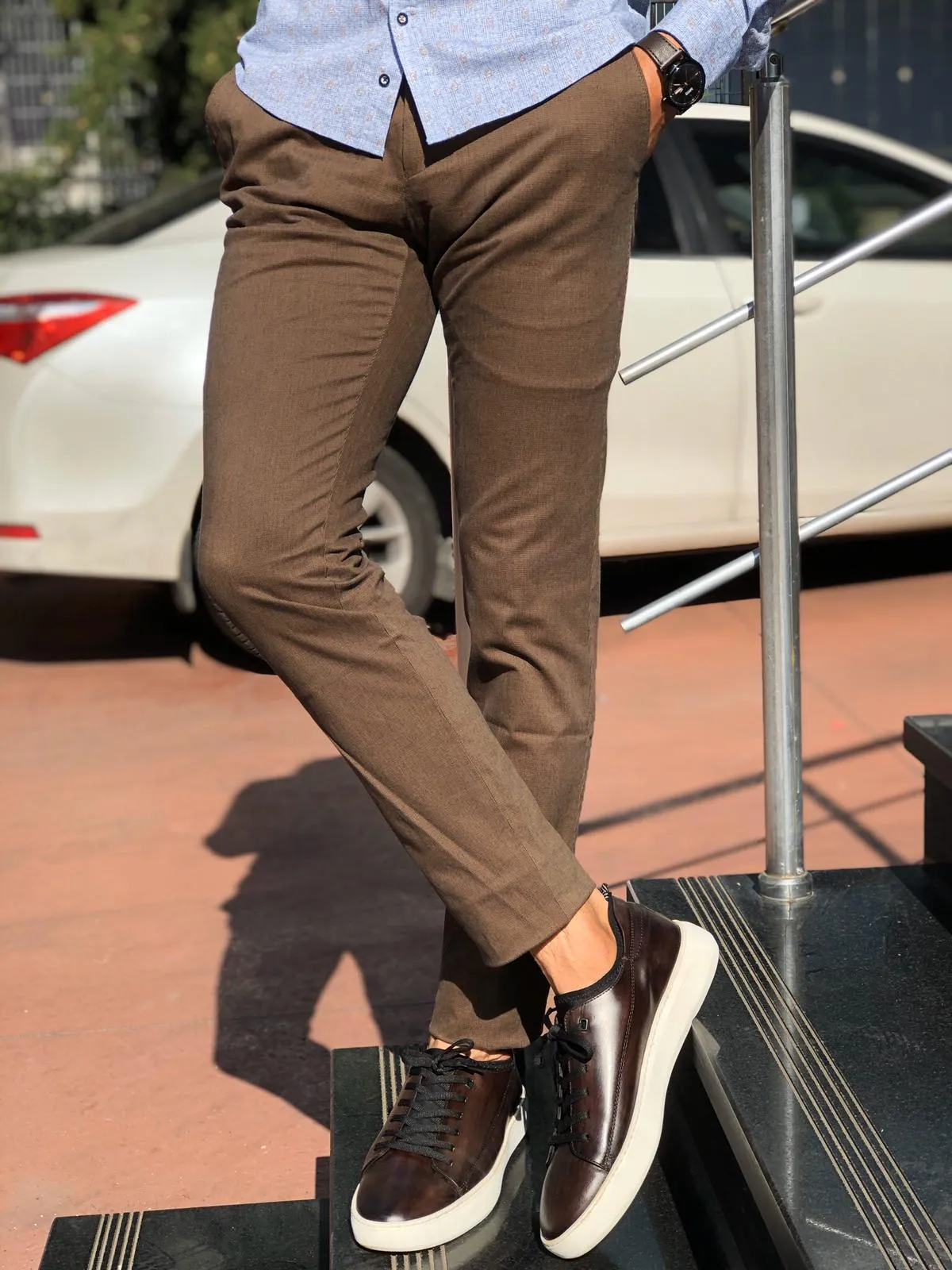 Marc Brown Slim Fit Cotton Pants