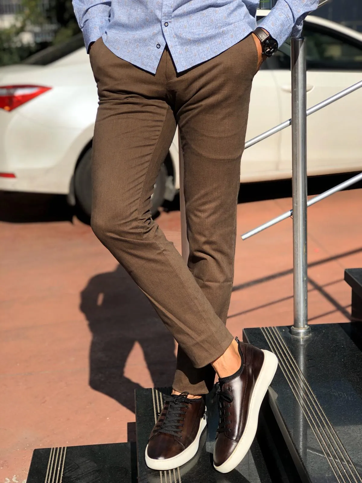 Marc Brown Slim Fit Cotton Pants
