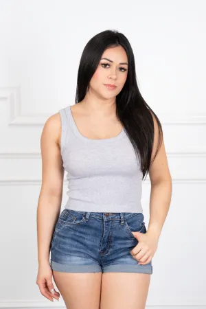 Marimar - Gray Sleeveless Cropped Blouse