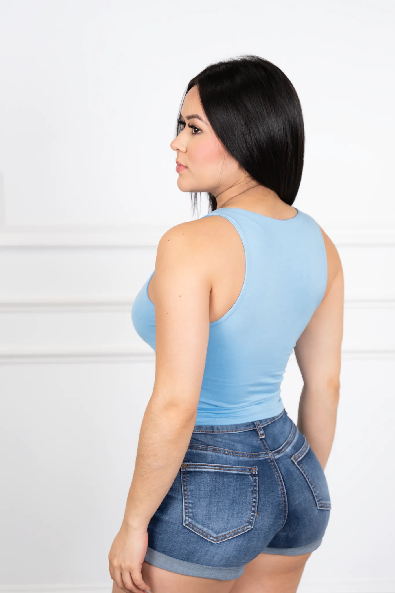 Marimar - Light Blue Sleeveless Cropped Blouse