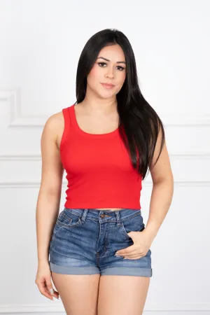 Marimar - Red Sleeveless Cropped Blouse