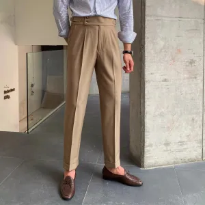 Men’s British-Style High-Waisted Trousers – Straight-Leg Casual Autumn Pants