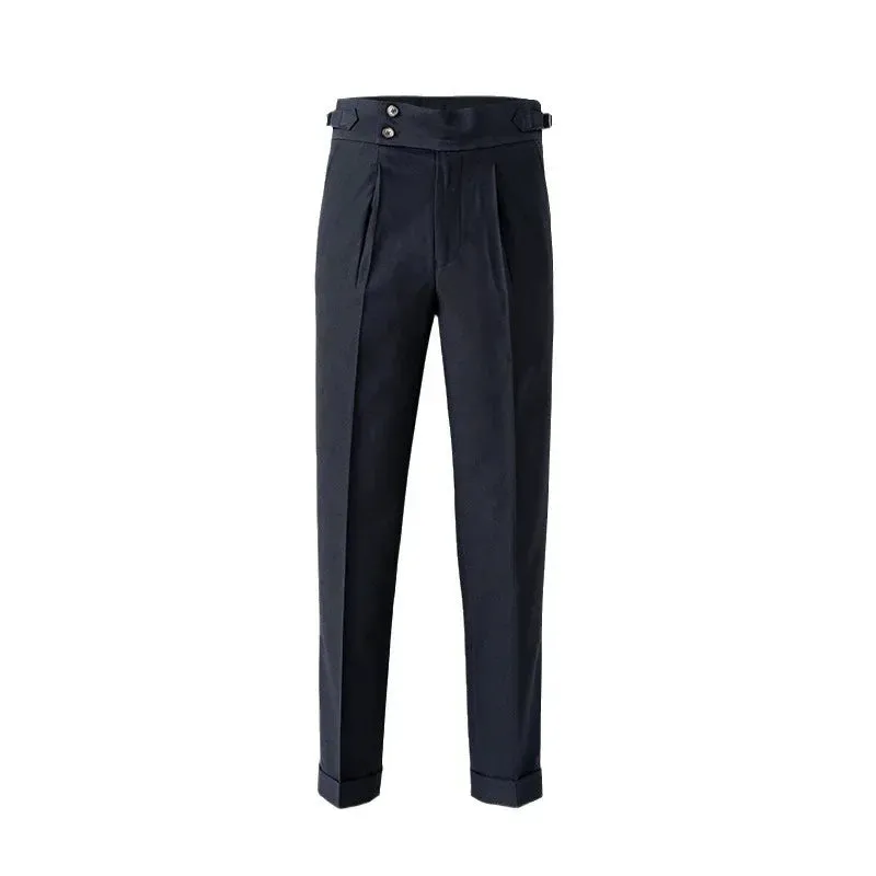 Men’s British-Style High-Waisted Trousers – Straight-Leg Casual Autumn Pants