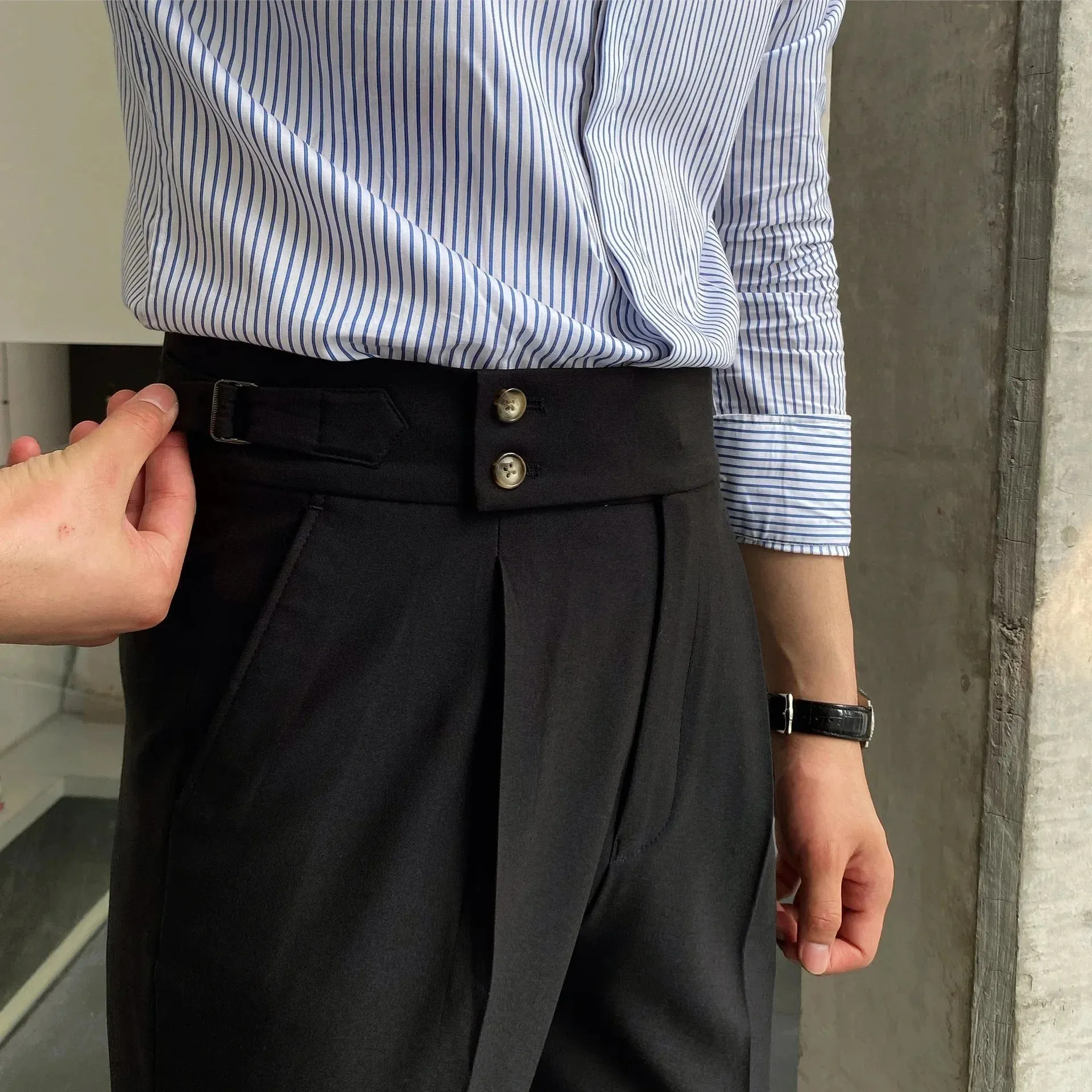 Men’s British-Style High-Waisted Trousers – Straight-Leg Casual Autumn Pants