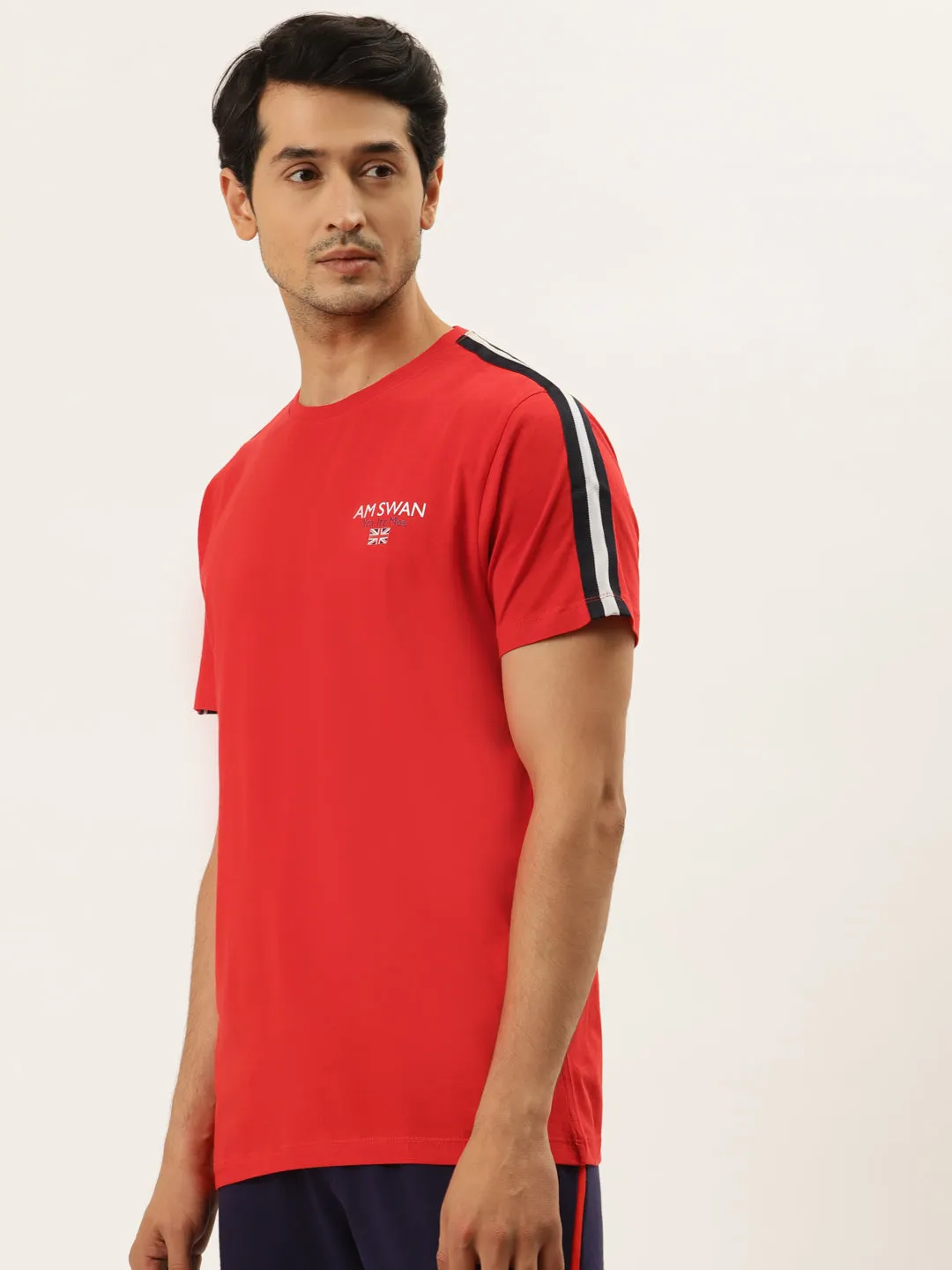 Mens Cotton Rich Lycra Half  Sleeve Crew Neck T-Shirts