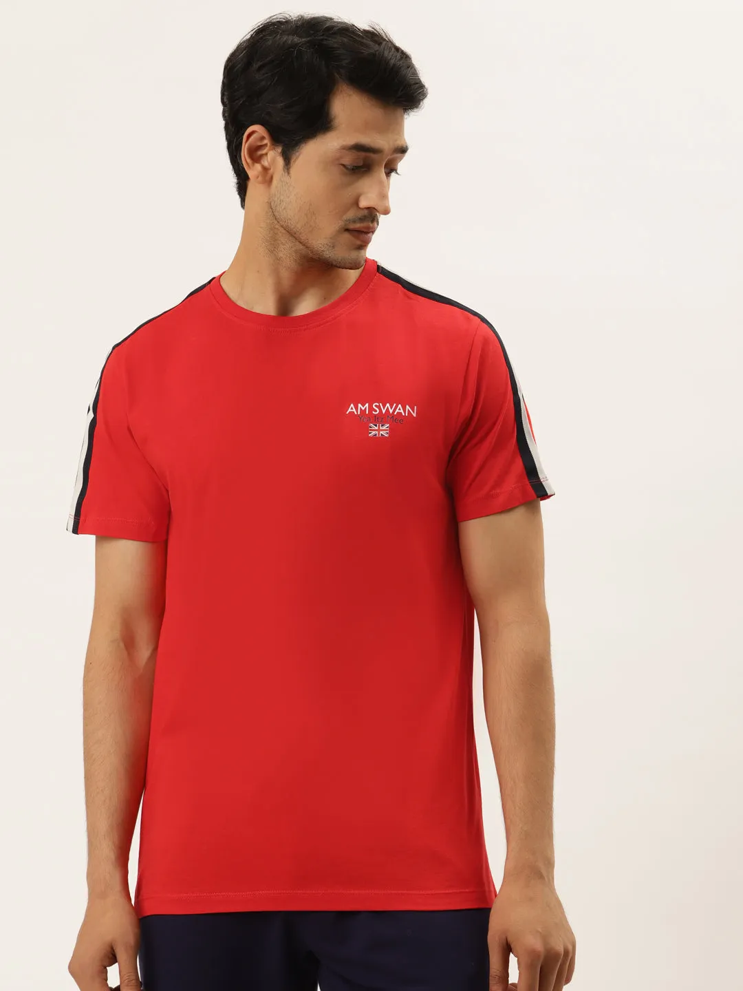 Mens Cotton Rich Lycra Half  Sleeve Crew Neck T-Shirts