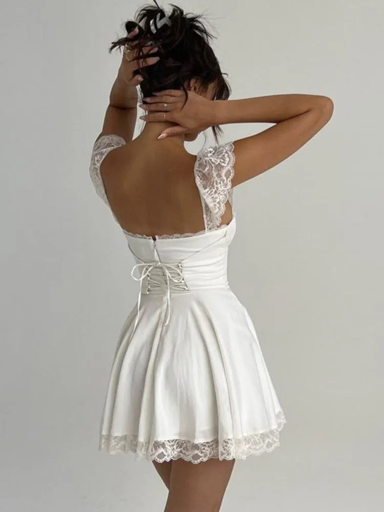 Mozi - Elegant White Mini Dress for summer