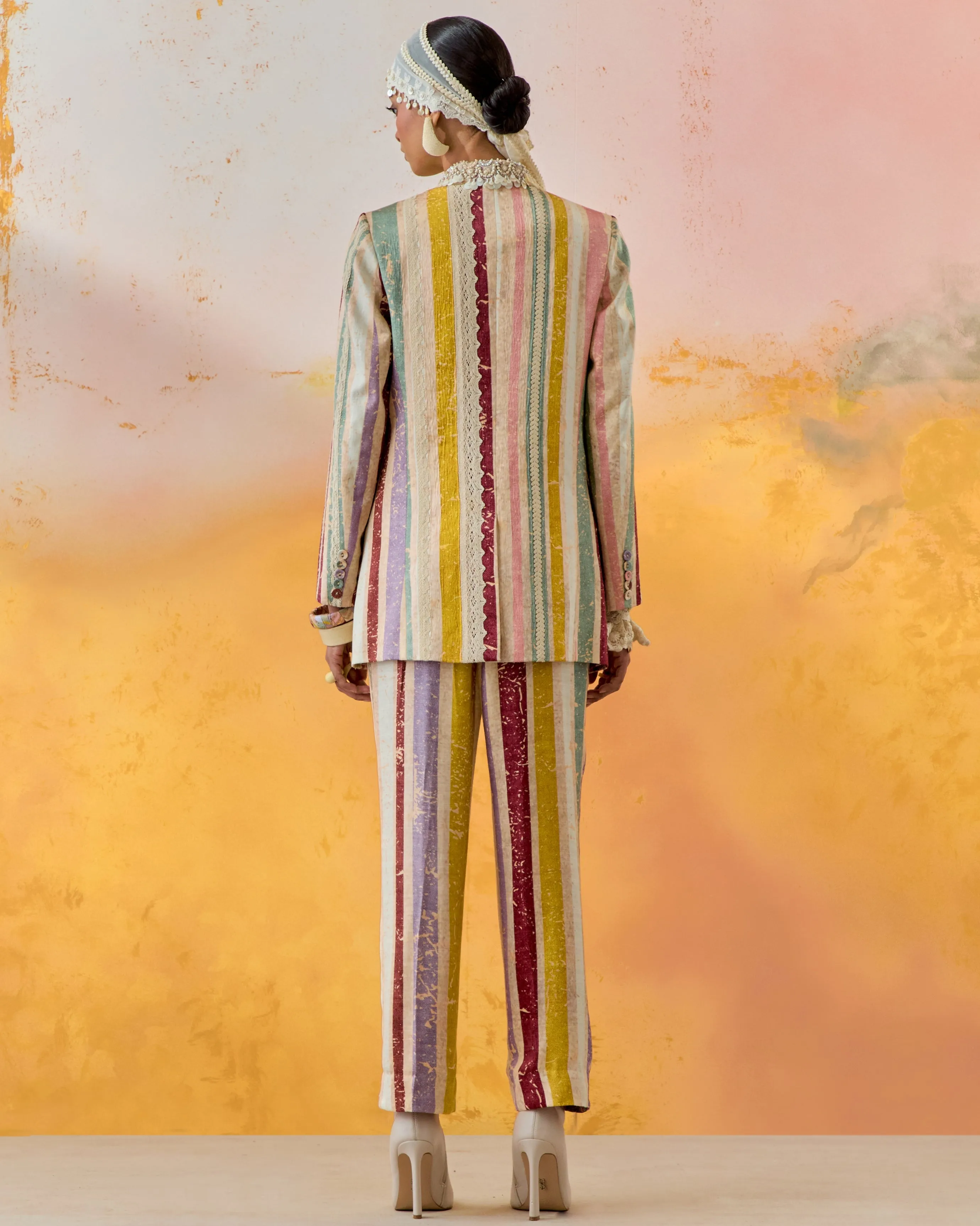 Multi Noori Double Breasted Jacket Set