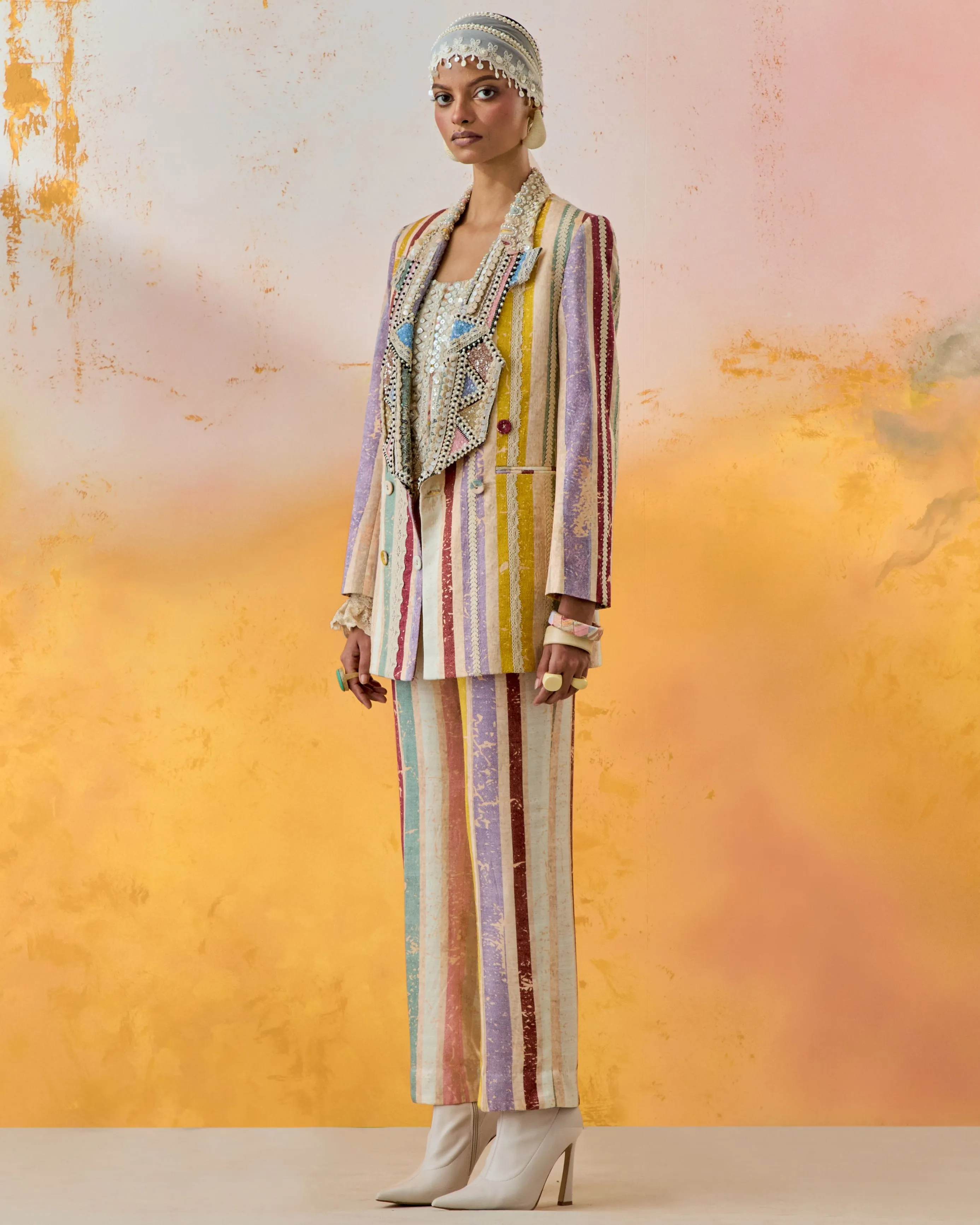 Multi Noori Double Breasted Jacket Set
