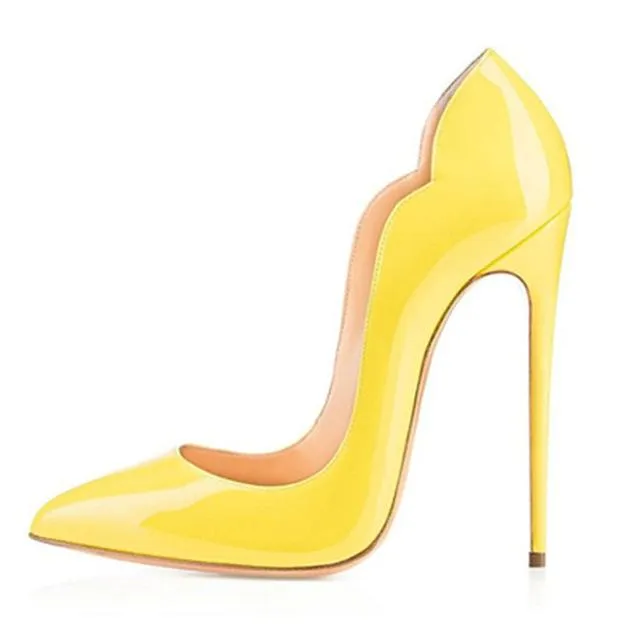 New extreme high heels shoes for woman 12cm party shoes thin heels slip-on ladies shoes plus size yellow blue purple customize