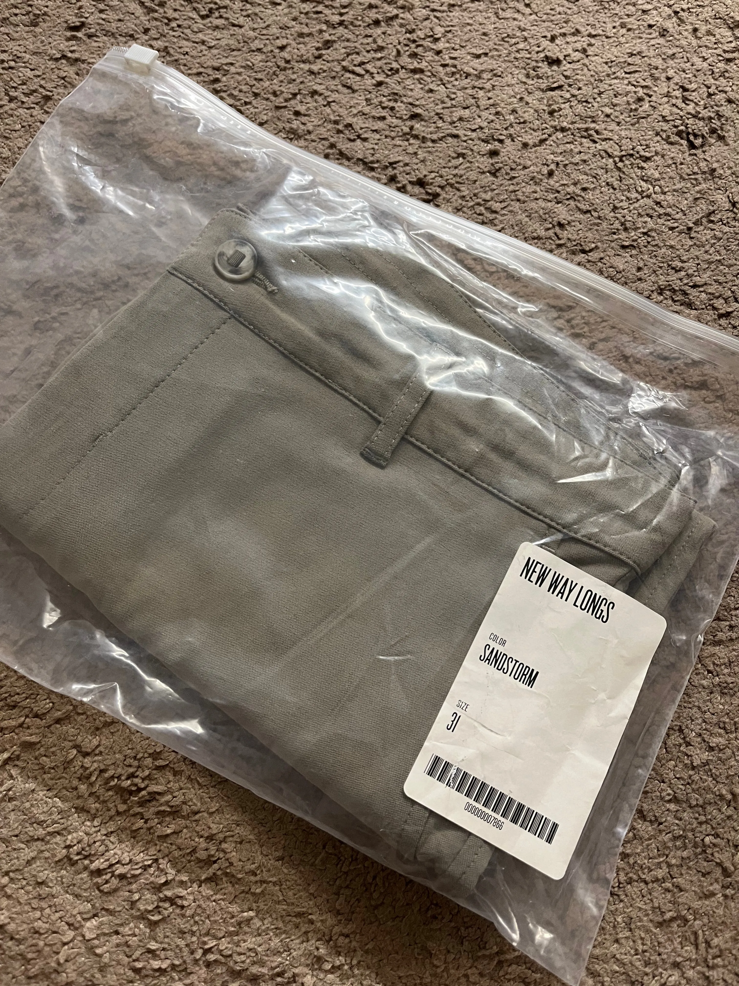 Outlier new way long shorts - 31 x 11” - sandstorm