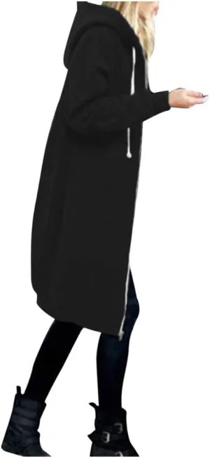 Oversized Hoodies for Women Zip Up Knee Length Tunic Sweatshirts Fall Casual Long Sleeve Hooded Jackets with Pockets