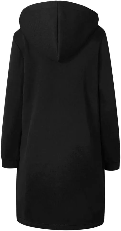 Oversized Hoodies for Women Zip Up Knee Length Tunic Sweatshirts Fall Casual Long Sleeve Hooded Jackets with Pockets