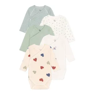 Petit Bateau LS Kimono Bodies 5pcs