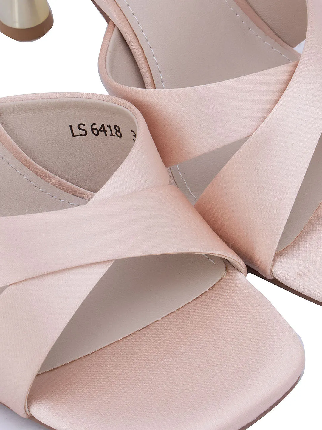 Pink Criss Cross Strap Heels