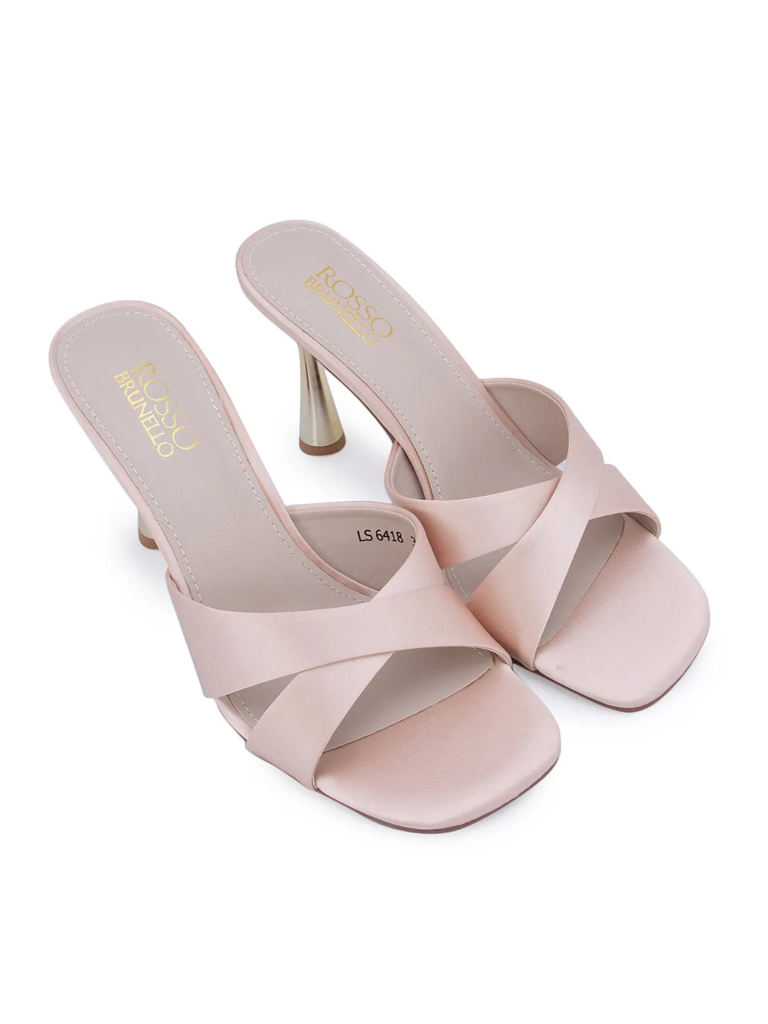 Pink Criss Cross Strap Heels