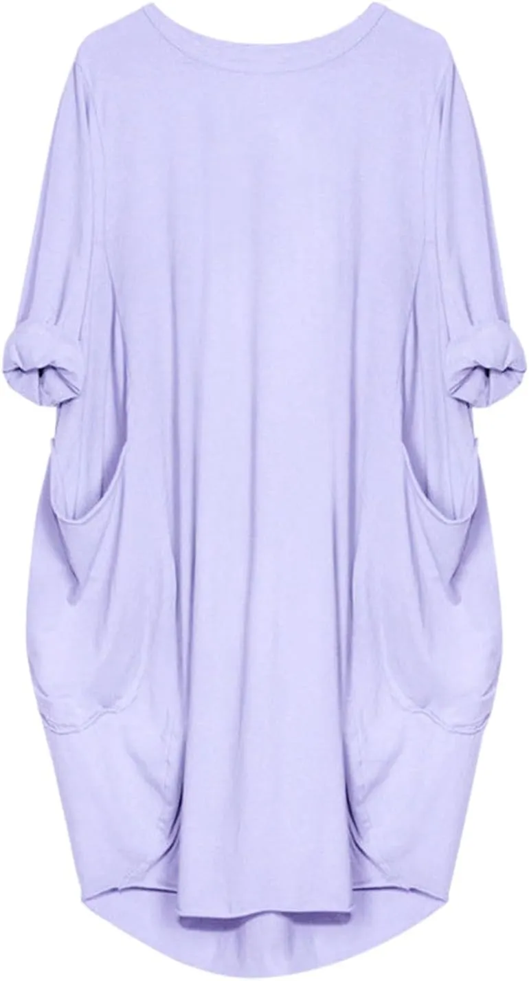 Plus Size Midi Sweater Dress for Women Long Sleeve Crewneck Knee Length Dresses with Pockets Spring Casual Sundress