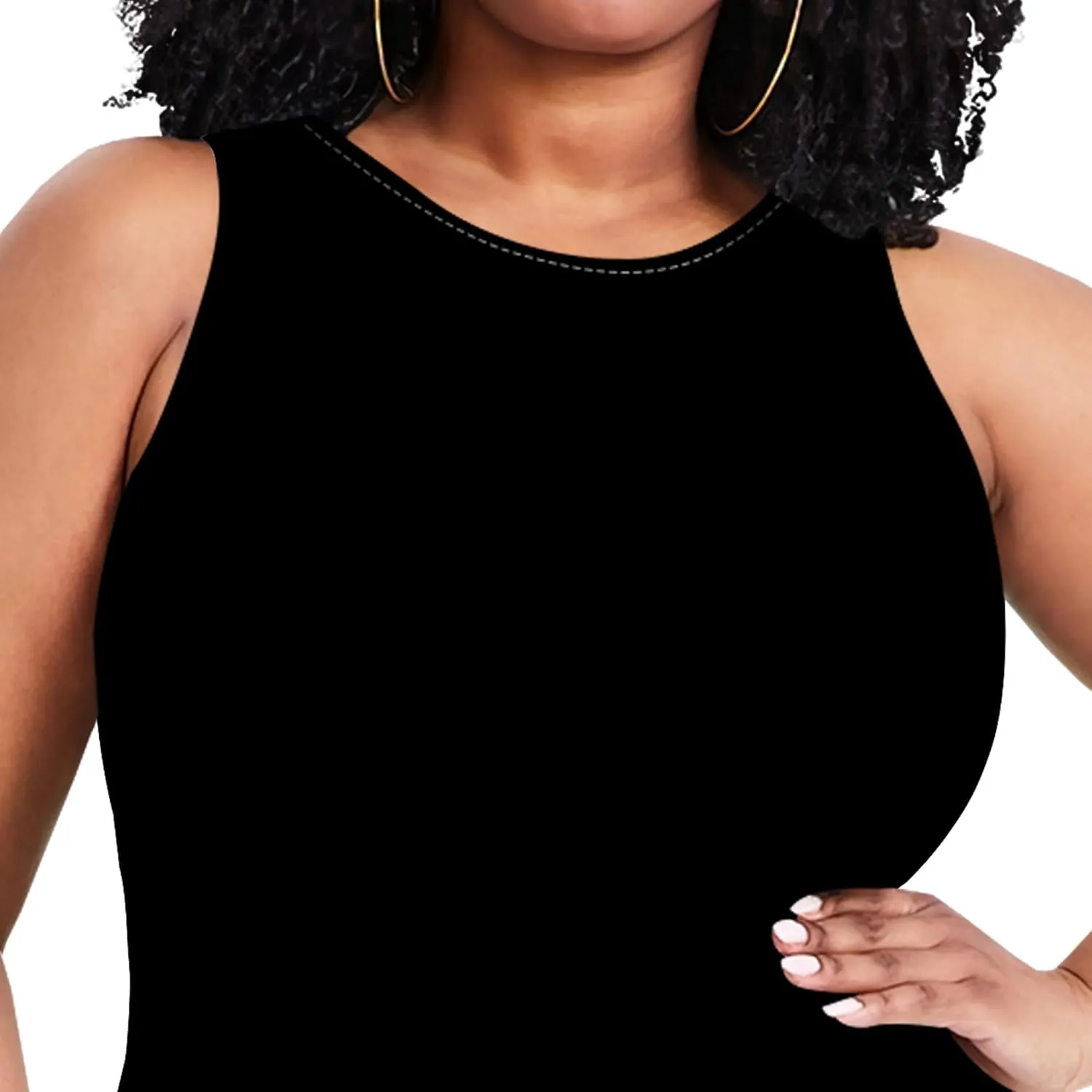 Plus Size Sexy Bodycon Midi Dress for Women Summer Business Casual Tank Sleeveless Sundress Solid Dress XL-6XL
