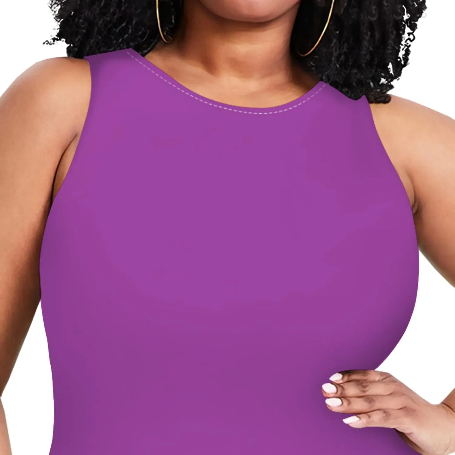 Plus Size Sexy Bodycon Midi Dress for Women Summer Business Casual Tank Sleeveless Sundress Solid Dress XL-6XL