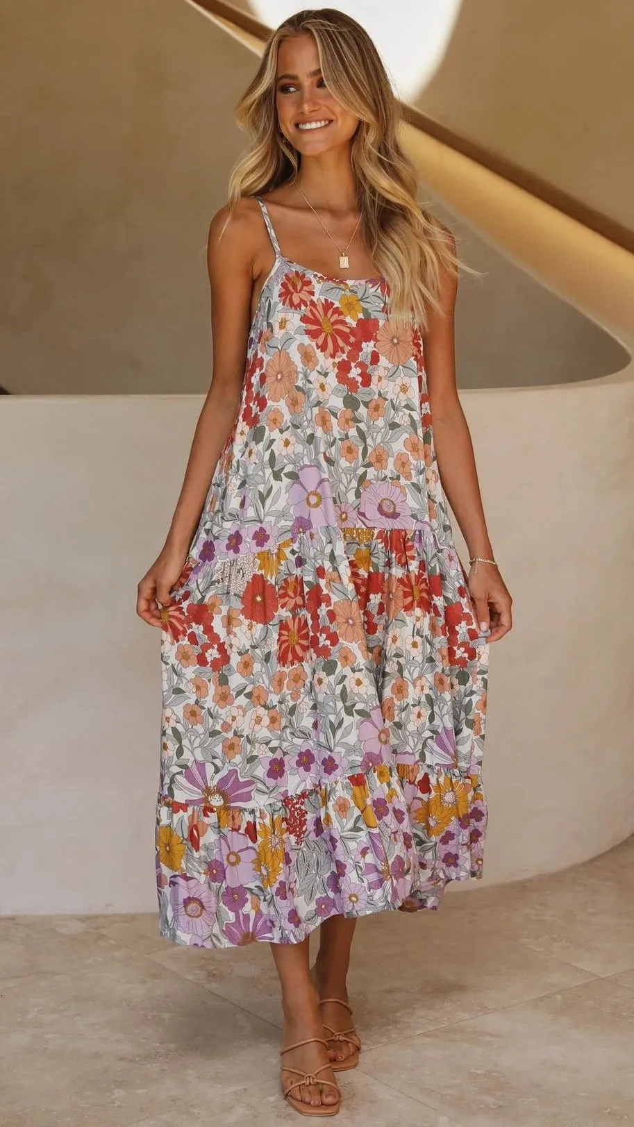 Sexy Cami Sleeveless Printed Dress