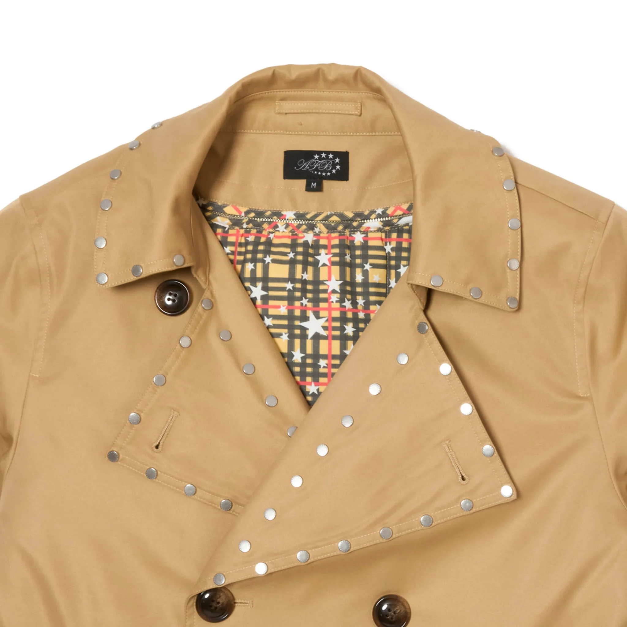 STUDDED TRENCH COAT / KHAKI