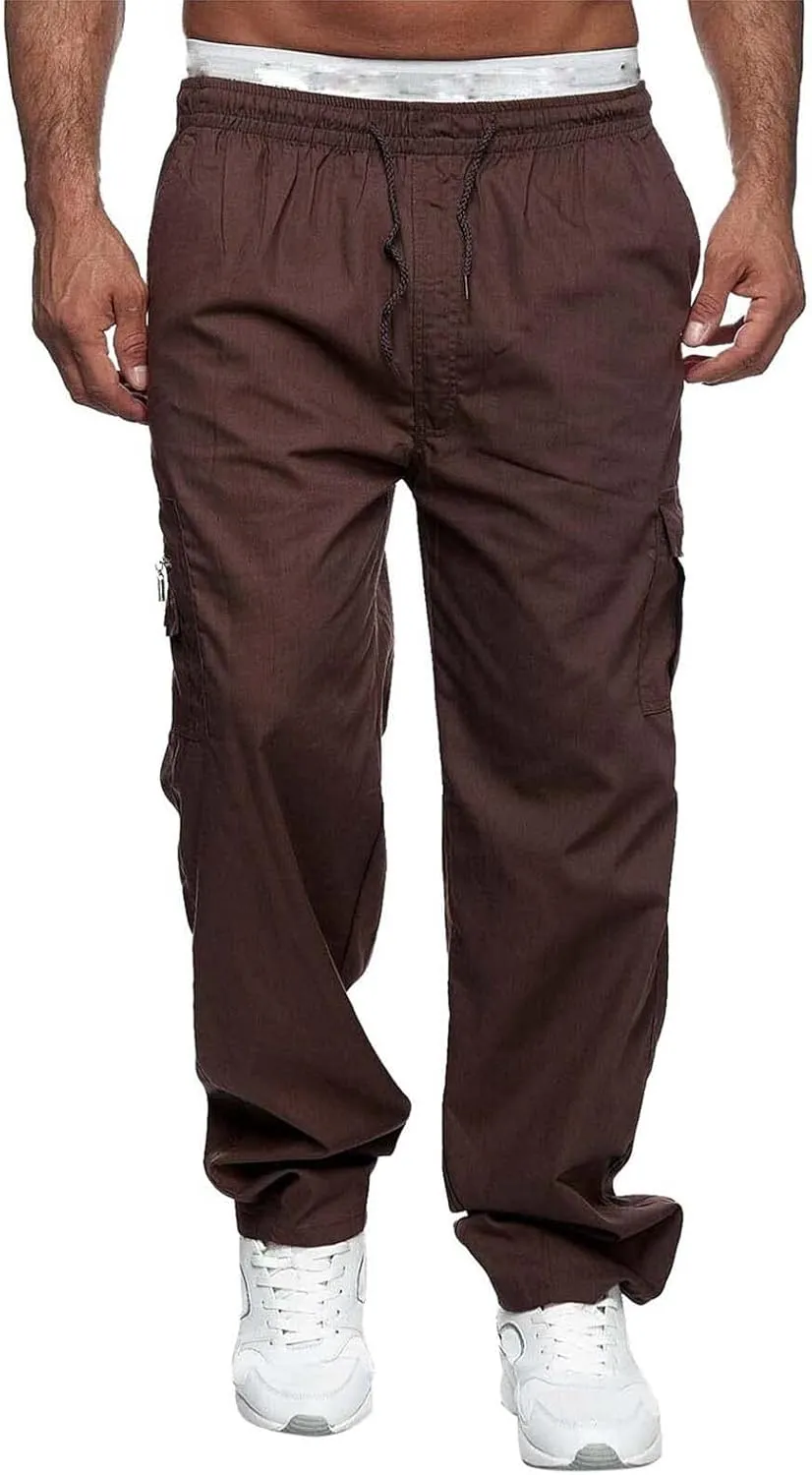 Thatrich Mens Straight Leg Sweatpants Workout Cargo Pants Stretch Trousers Slim Fit Wide Leg Pants Athletic Joggers Fall Pant