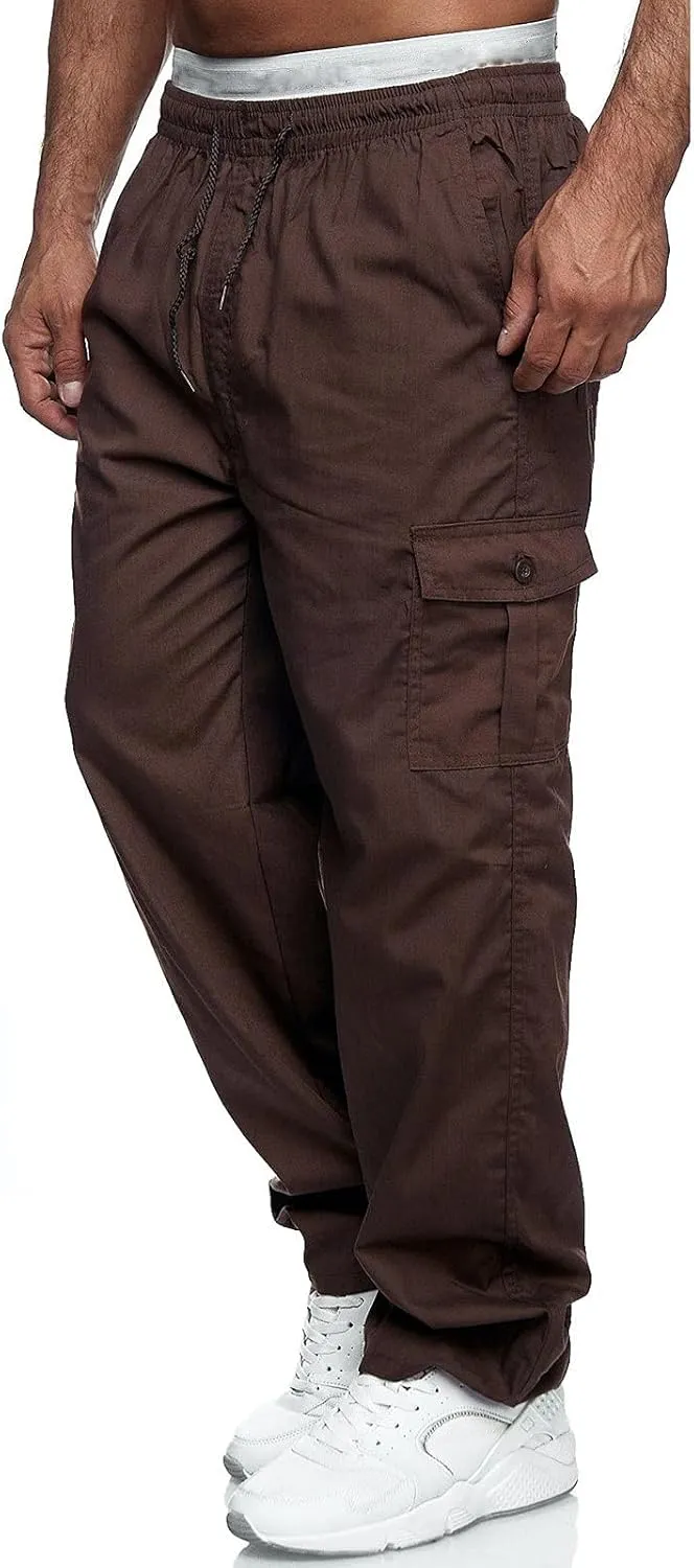 Thatrich Mens Straight Leg Sweatpants Workout Cargo Pants Stretch Trousers Slim Fit Wide Leg Pants Athletic Joggers Fall Pant
