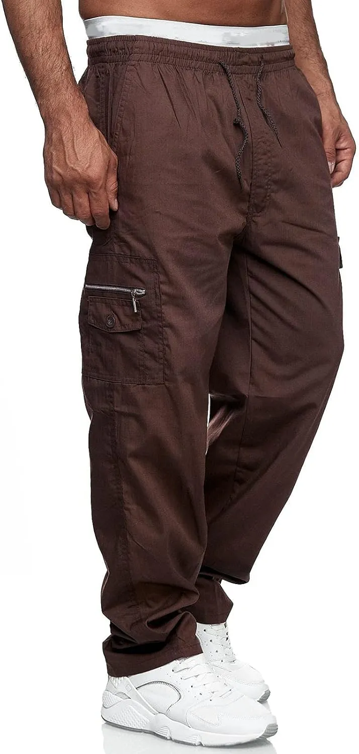 Thatrich Mens Straight Leg Sweatpants Workout Cargo Pants Stretch Trousers Slim Fit Wide Leg Pants Athletic Joggers Fall Pant