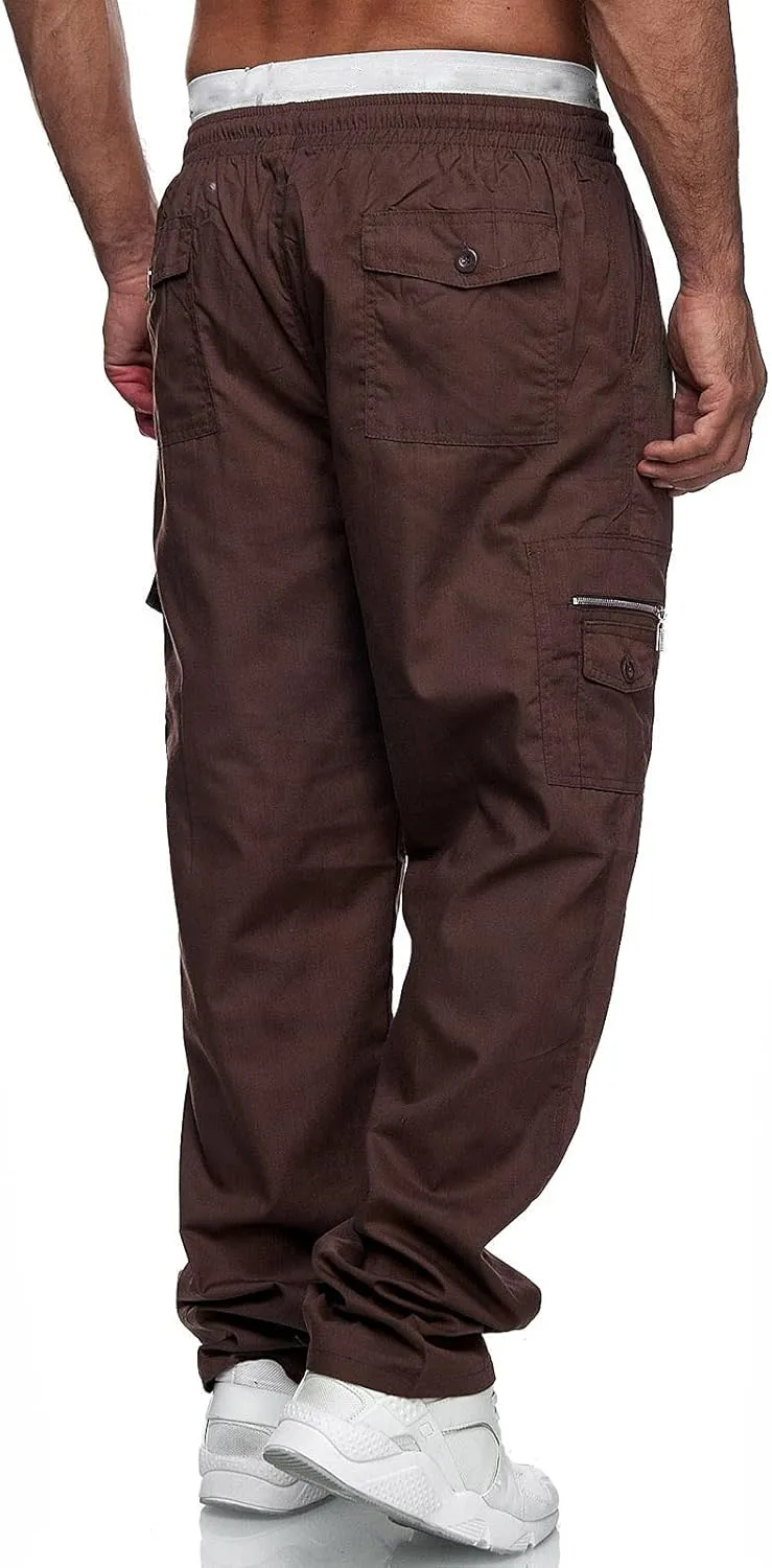 Thatrich Mens Straight Leg Sweatpants Workout Cargo Pants Stretch Trousers Slim Fit Wide Leg Pants Athletic Joggers Fall Pant