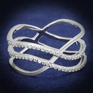TS602 - 925 Sterling Silver Ring Rhodium Women AAA Grade CZ Clear