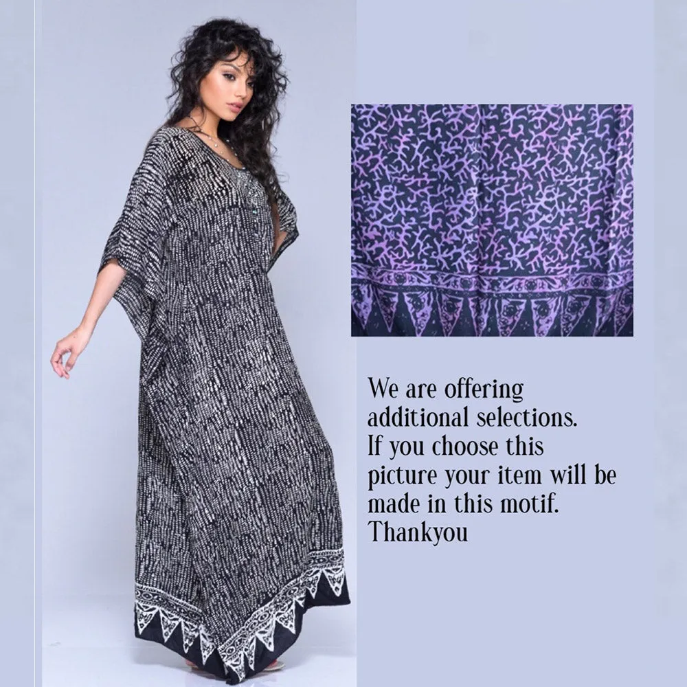 Vanessa Maxi Boho Dress Caftan – Gauzy Batik Figure Flattering
