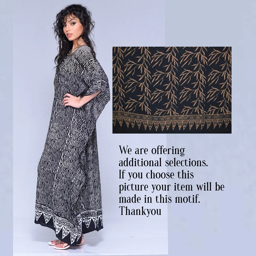 Vanessa Maxi Boho Dress Caftan – Gauzy Batik Figure Flattering