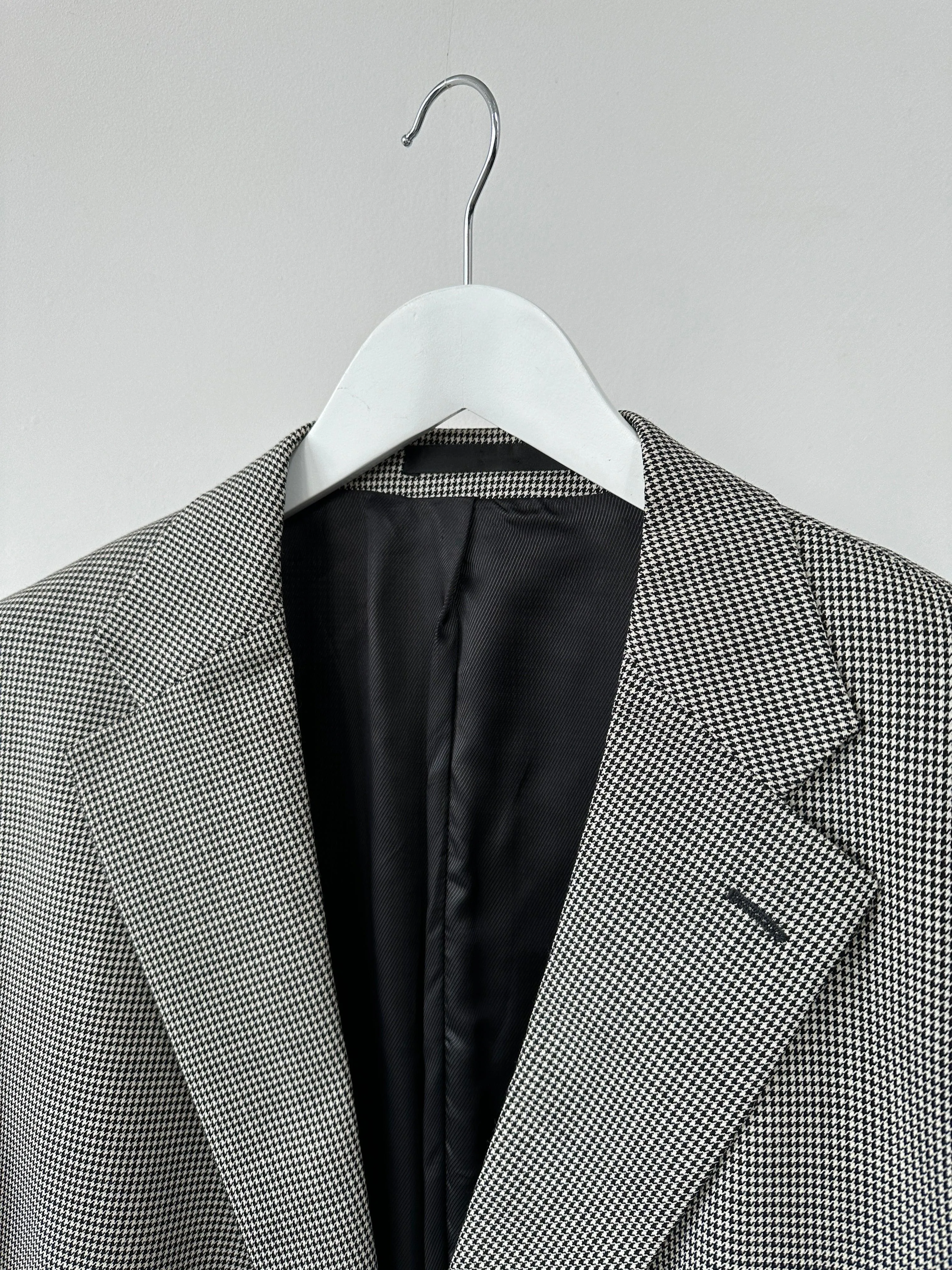 Vintage Pure Wool Dogtooth Single Breasted Blazer - XL
