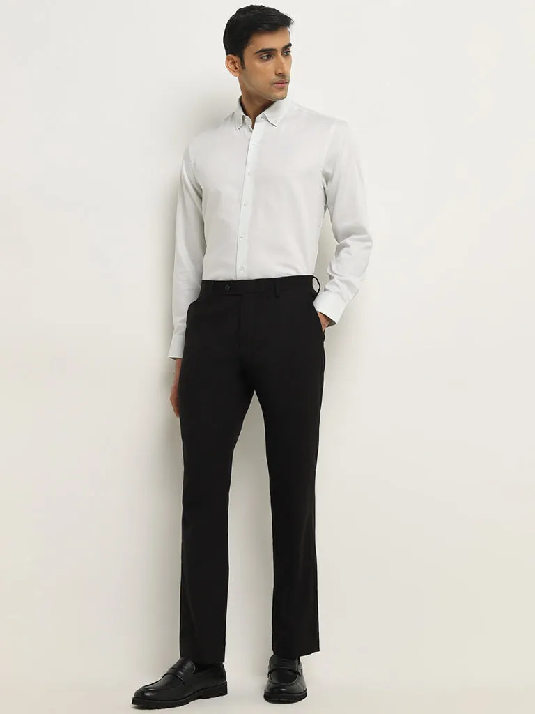 WES Formals Light Sage Slim-Fit Cotton Shirt