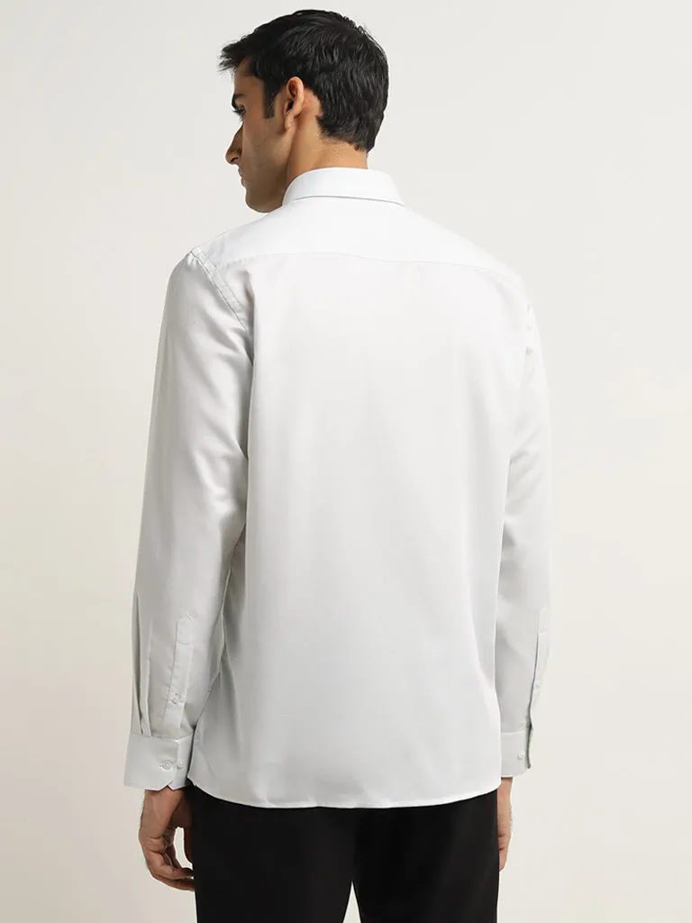 WES Formals Light Sage Slim-Fit Cotton Shirt