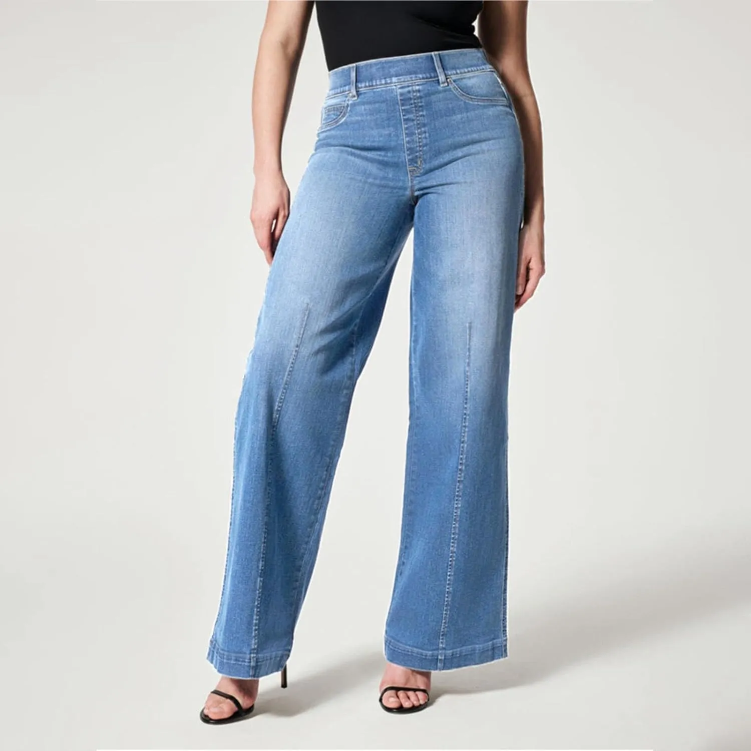 Women Jeans High Waisted Straight Wide Leg Pant Baggy Stretch Pants Casual Loose Business Outdoor Bottoms with Pocket