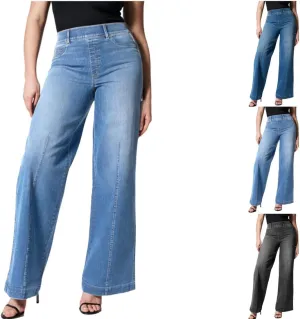 Women Jeans High Waisted Straight Wide Leg Pant Baggy Stretch Pants Casual Loose Business Outdoor Bottoms with Pocket