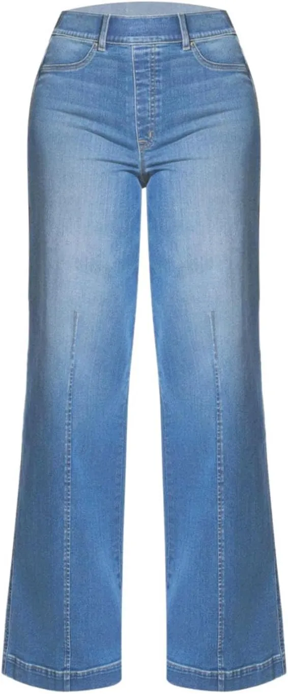 Women Jeans High Waisted Straight Wide Leg Pant Baggy Stretch Pants Casual Loose Business Outdoor Bottoms with Pocket