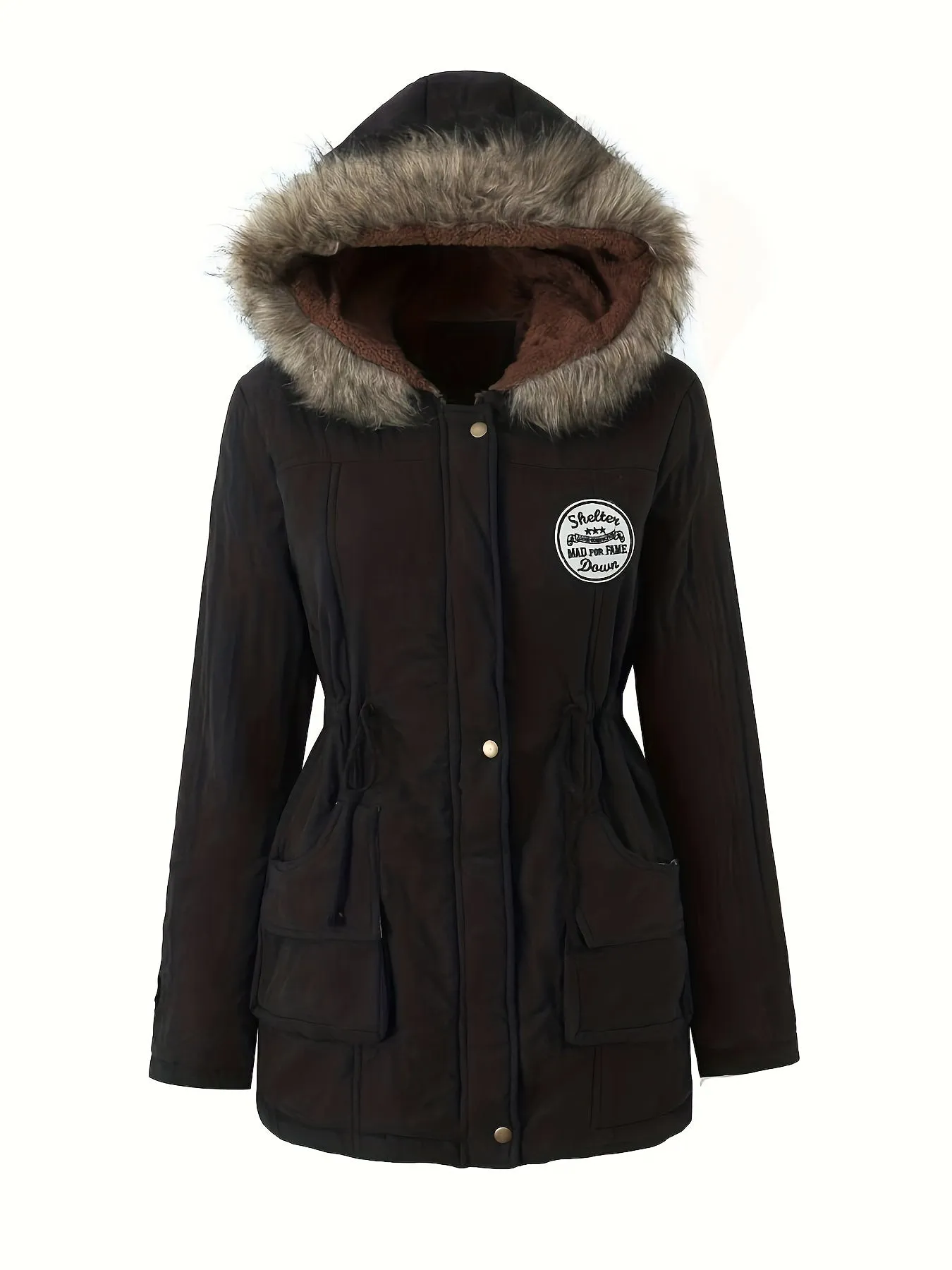 Women's Long Parka Jacket, Warm with Pockets
