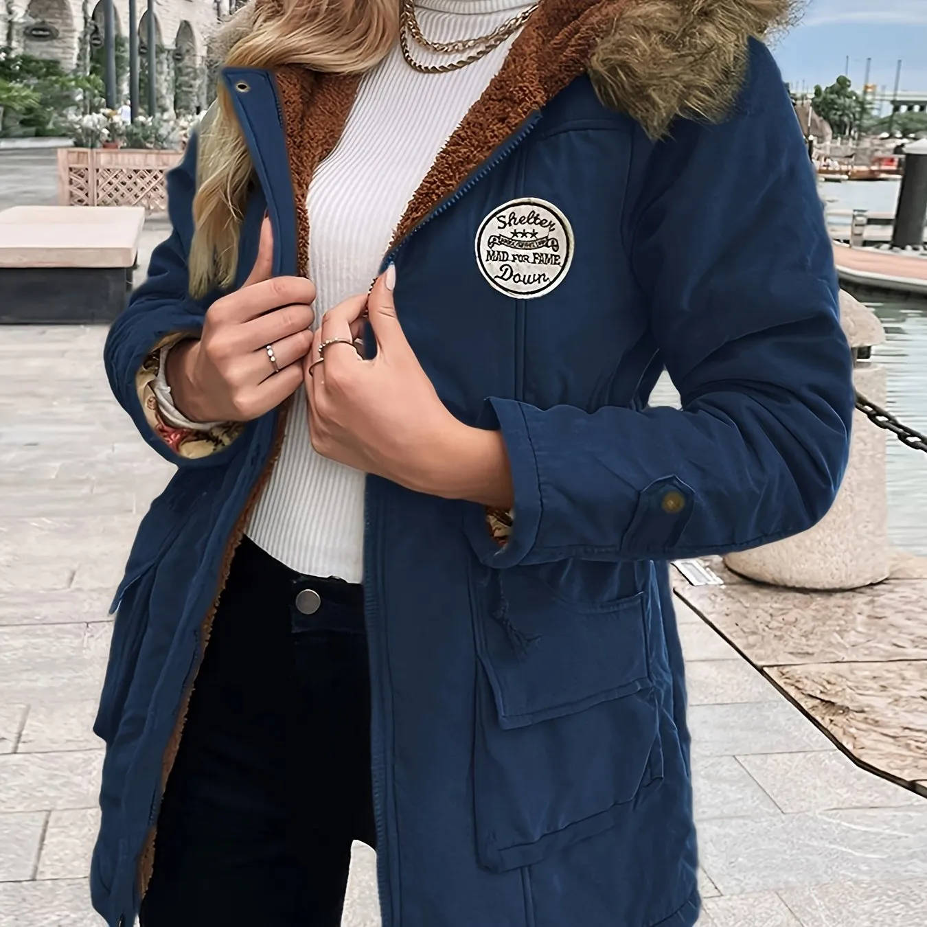 Women's Long Parka Jacket, Warm with Pockets