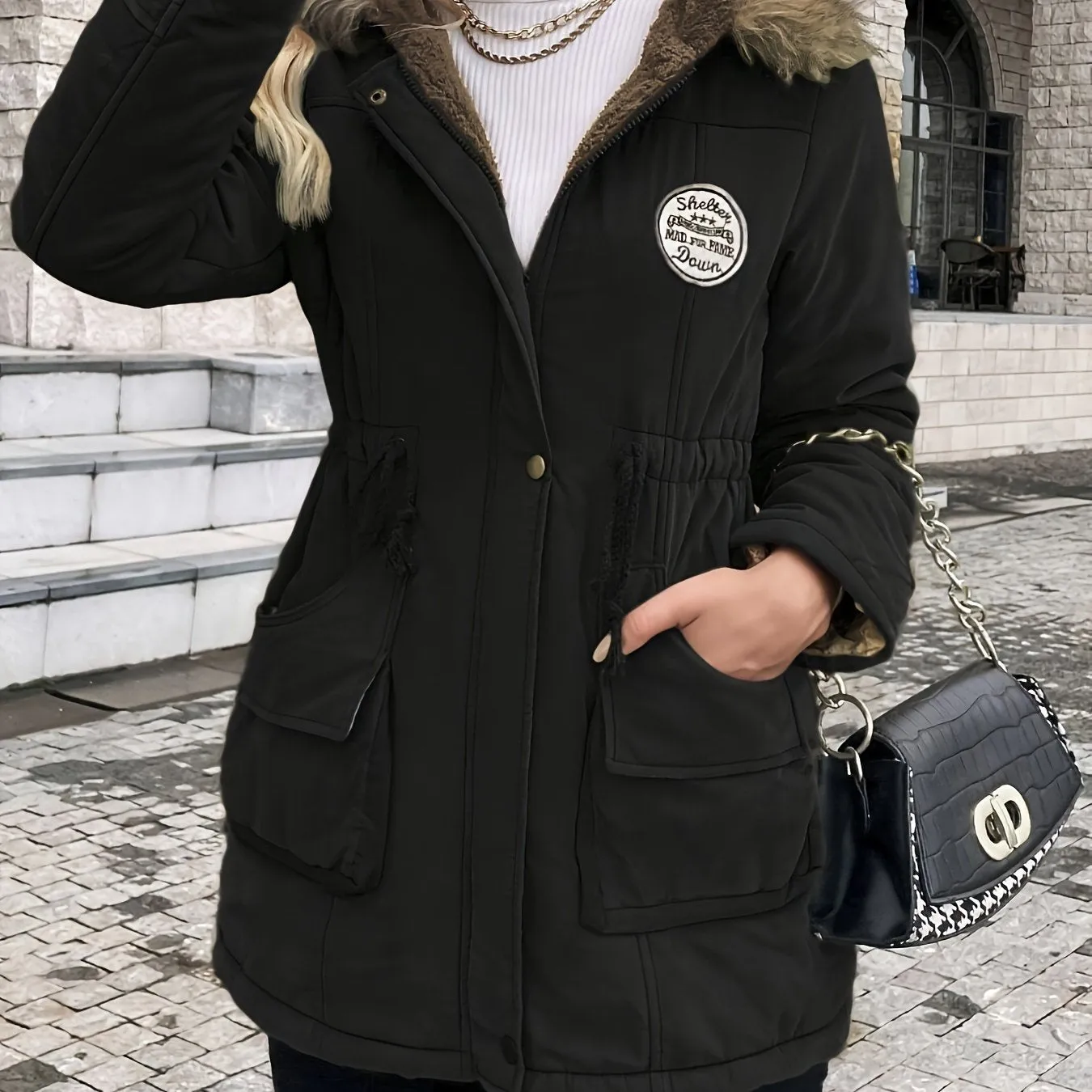 Women's Long Parka Jacket, Warm with Pockets