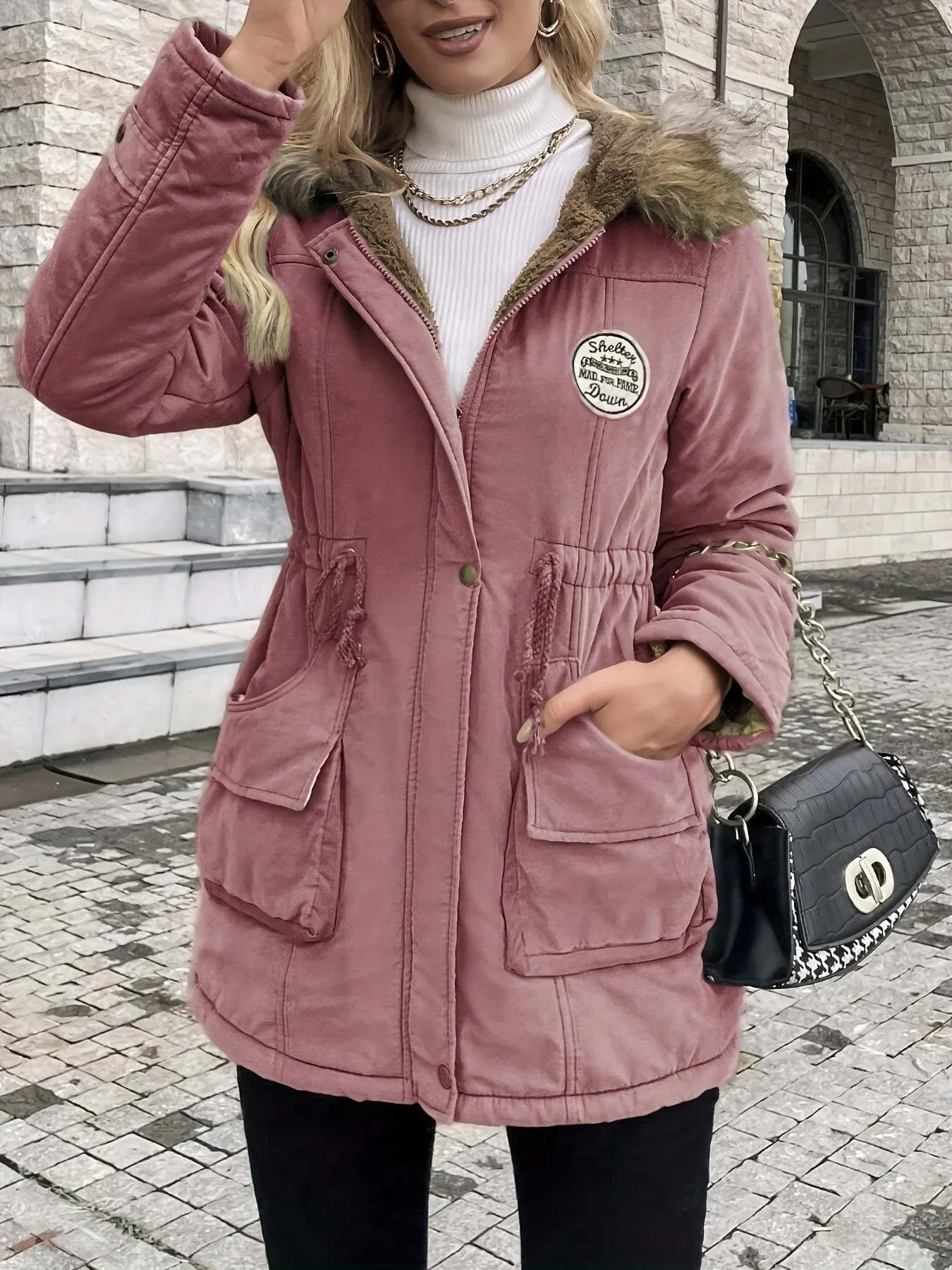 Women's Long Parka Jacket, Warm with Pockets