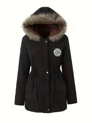 Women's Long Parka Jacket, Warm with Pockets