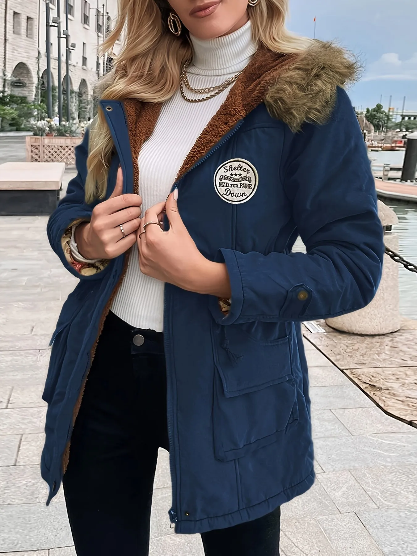 Women's Long Parka Jacket, Warm with Pockets
