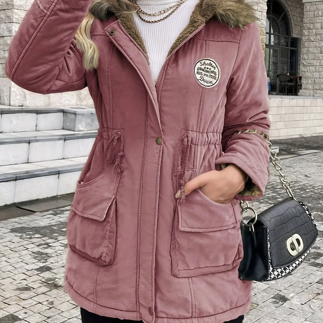 Women's Long Parka Jacket, Warm with Pockets